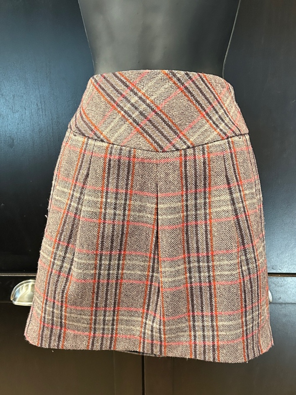 90s/Y2K Vintage ESPRIT Plaid High-Waist Mini Skirt in Pink and Gray